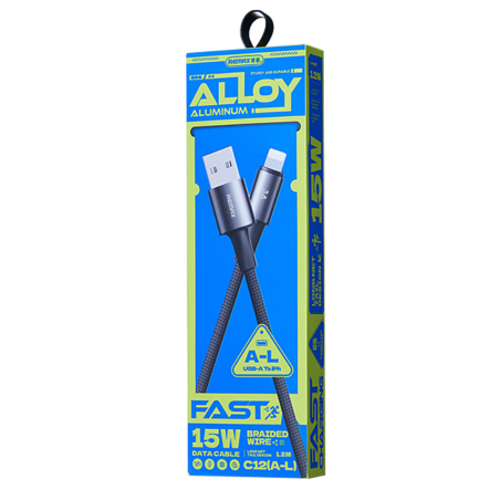 Câble USB / Lightning 3A Velocity en Alliage d'Aluminium Tressé REMAX C12 - 15W - 1.2M — REMAX · Smarty Paris 18e